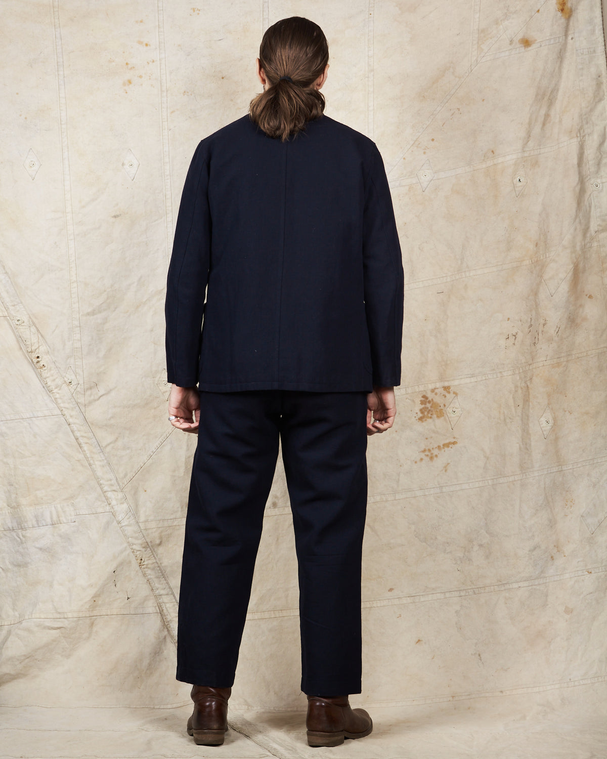 Second Hand Real McCoy's Double Diamond Herringbone Navy Suit 42