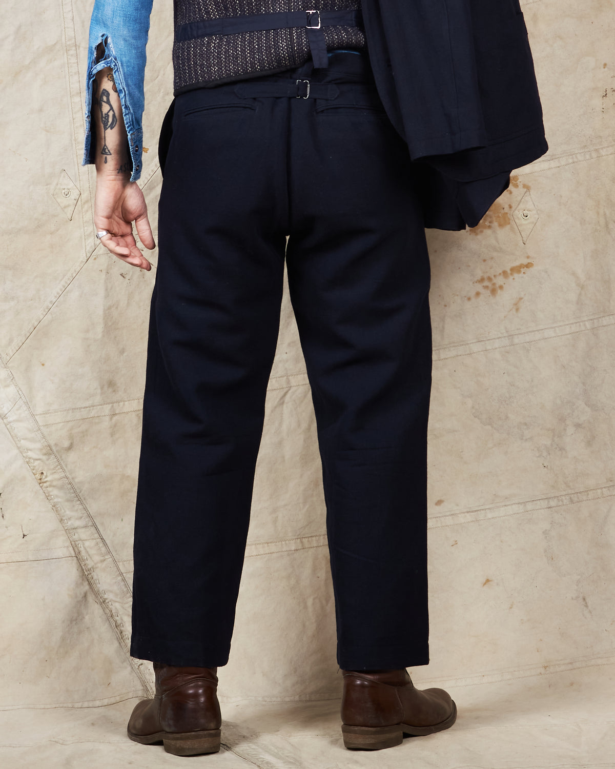 Second Hand Real McCoy's Double Diamond Herringbone Navy Suit 42