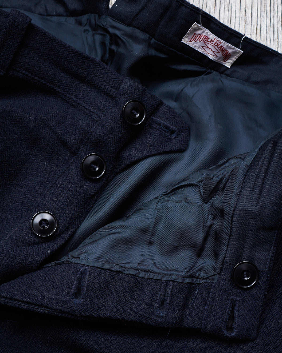 Second Hand Real McCoy's Double Diamond Herringbone Navy Suit 42