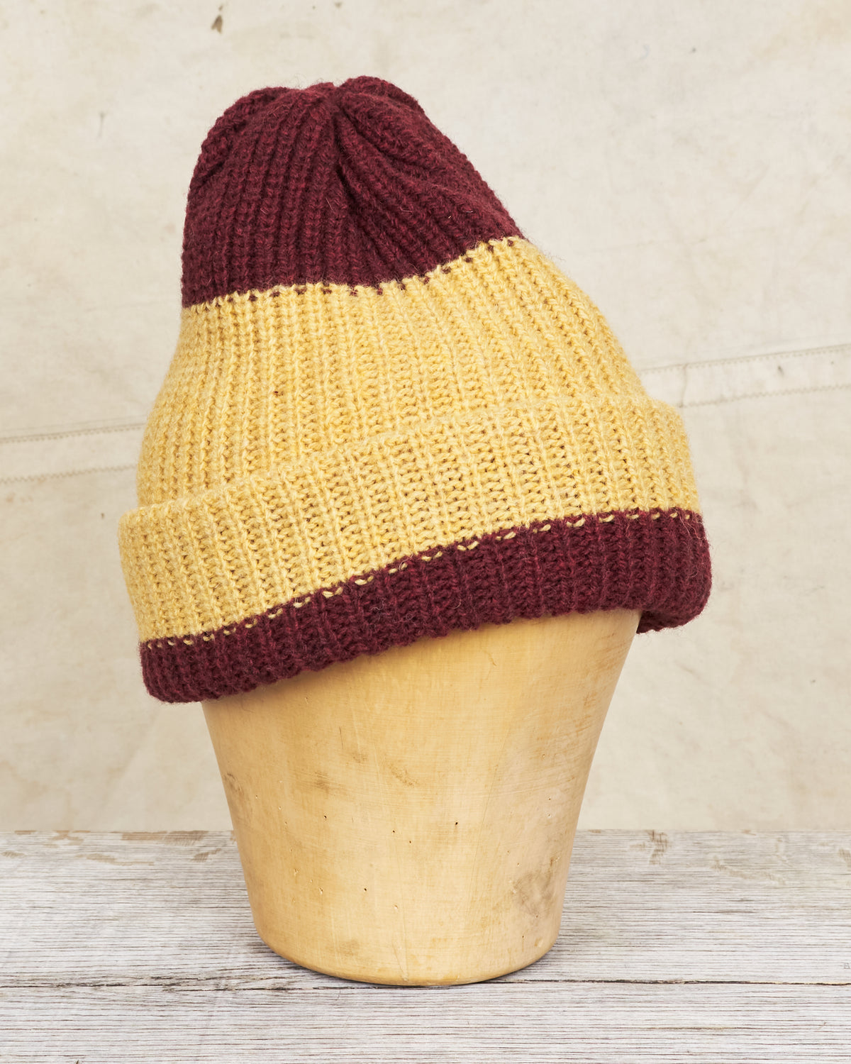 Indigofera Boone Knit Wool Cap Burgundy / Yellow