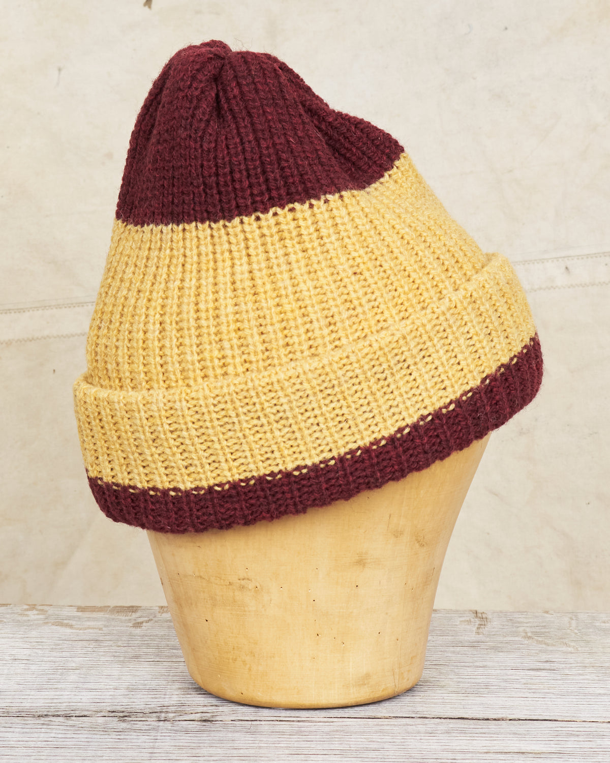 Indigofera Boone Knit Wool Cap Burgundy / Yellow