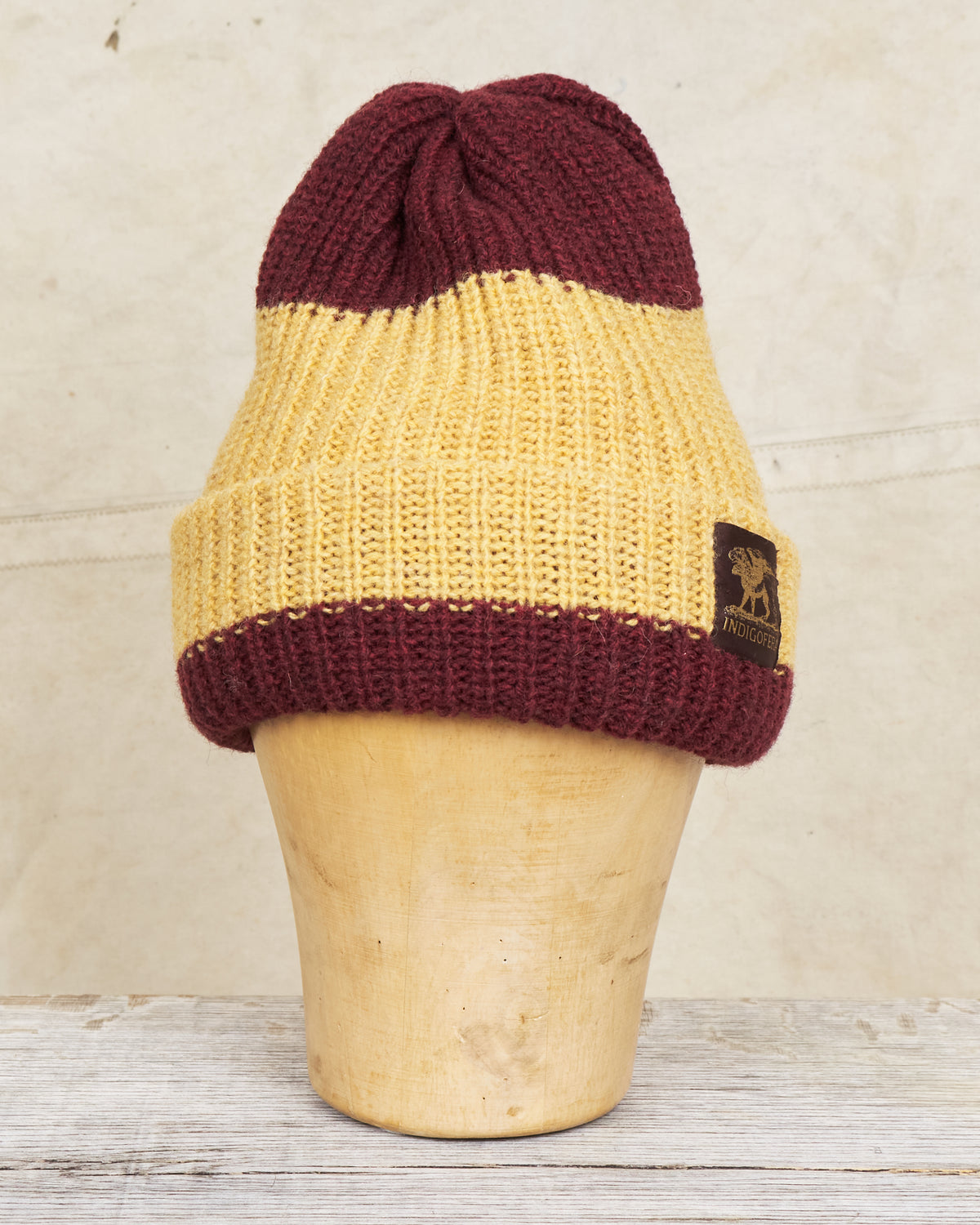Indigofera Boone Knit Wool Cap Burgundy / Yellow