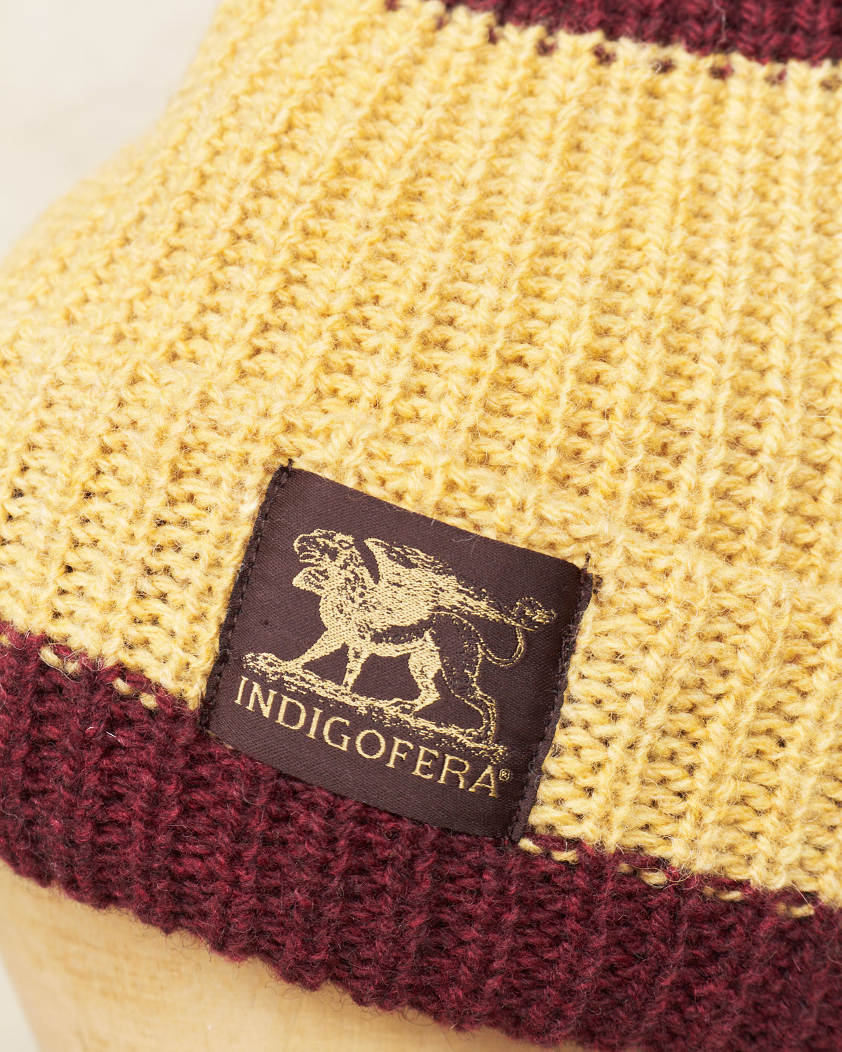 Indigofera Boone Knit Wool Cap Burgundy / Yellow