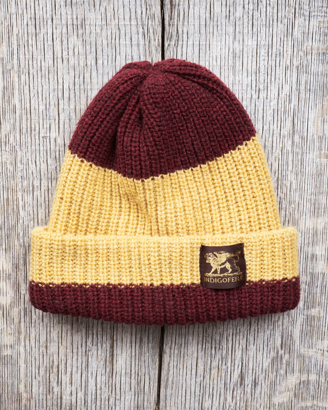 Indigofera Boone Knit Wool Cap Burgundy / Yellow