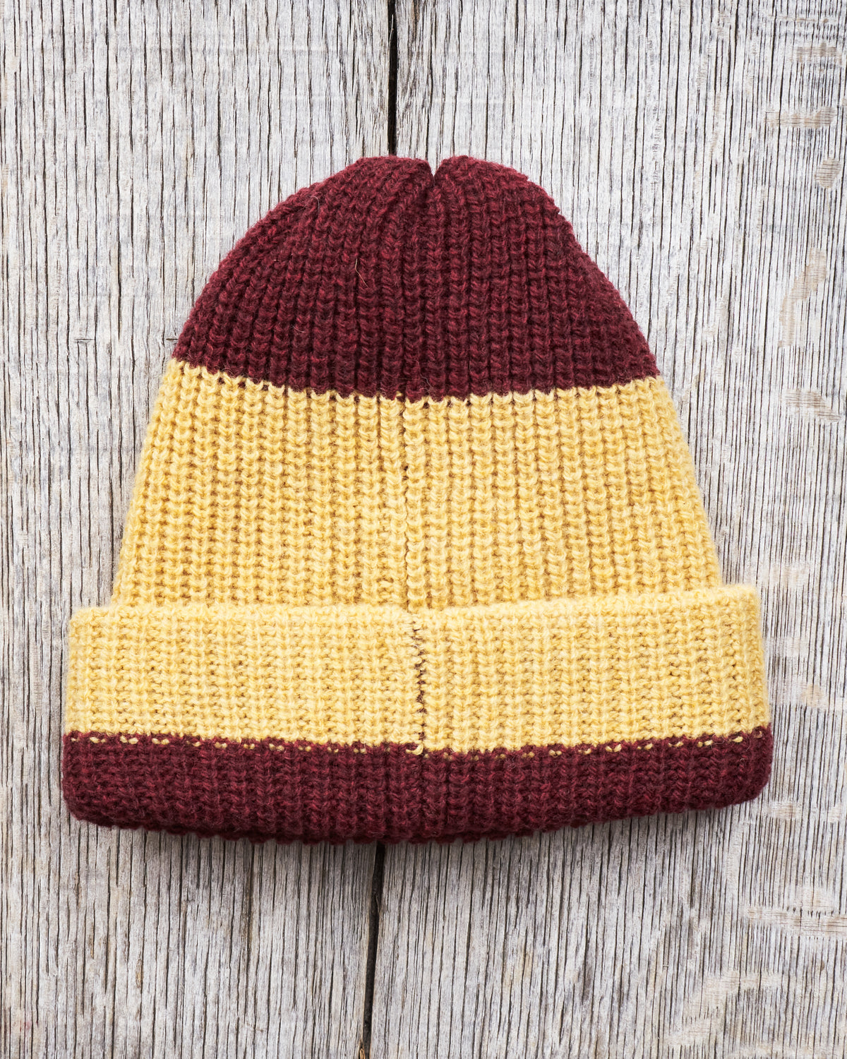 Indigofera Boone Knit Wool Cap Burgundy / Yellow