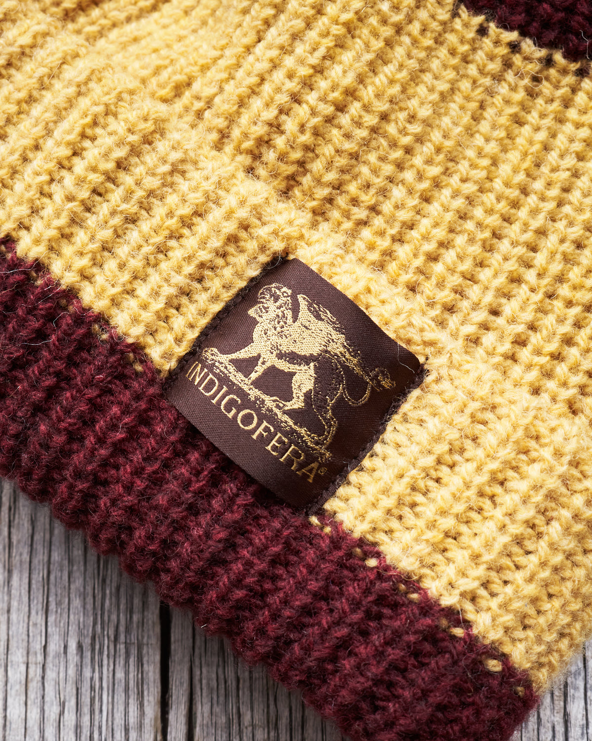 Indigofera Boone Knit Wool Cap Burgundy / Yellow
