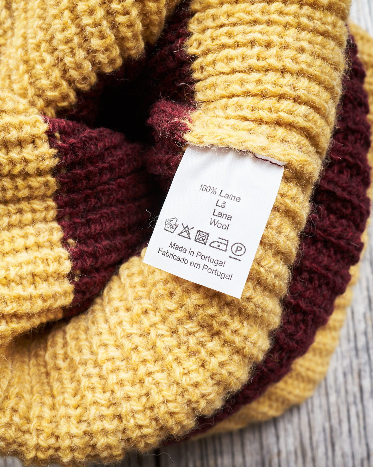 Indigofera Boone Knit Wool Cap Burgundy / Yellow