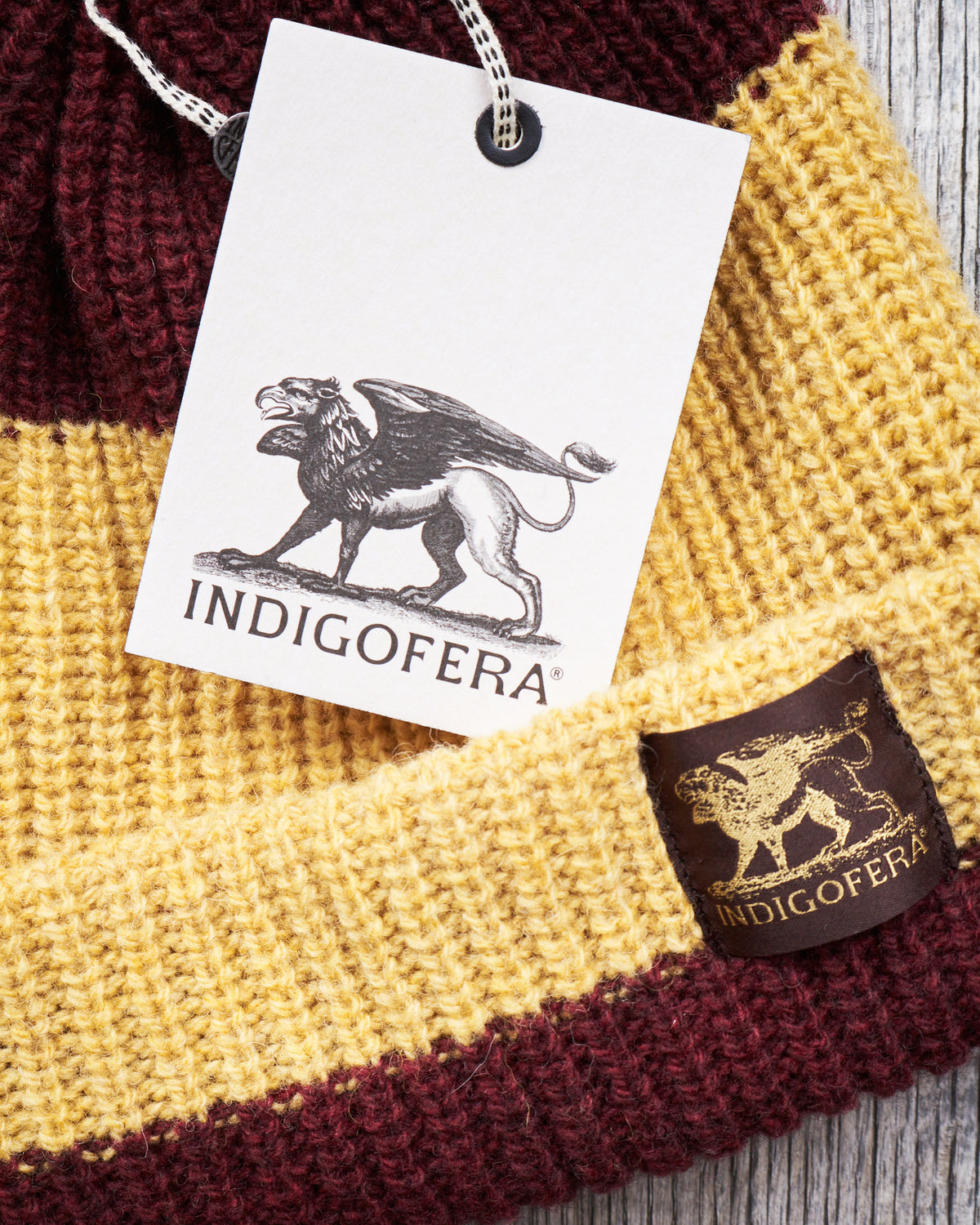 Indigofera Boone Knit Wool Cap Burgundy / Yellow