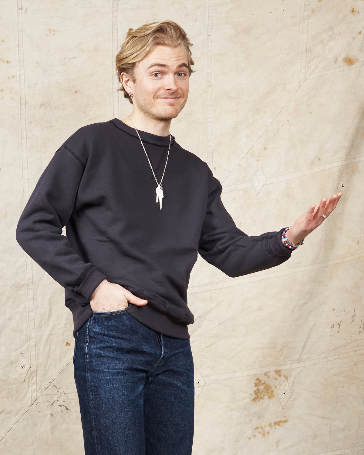 Warehouse & Co Lot. 401 Loop-Wheel Sweatshirt Heather Sumikuro (Black)