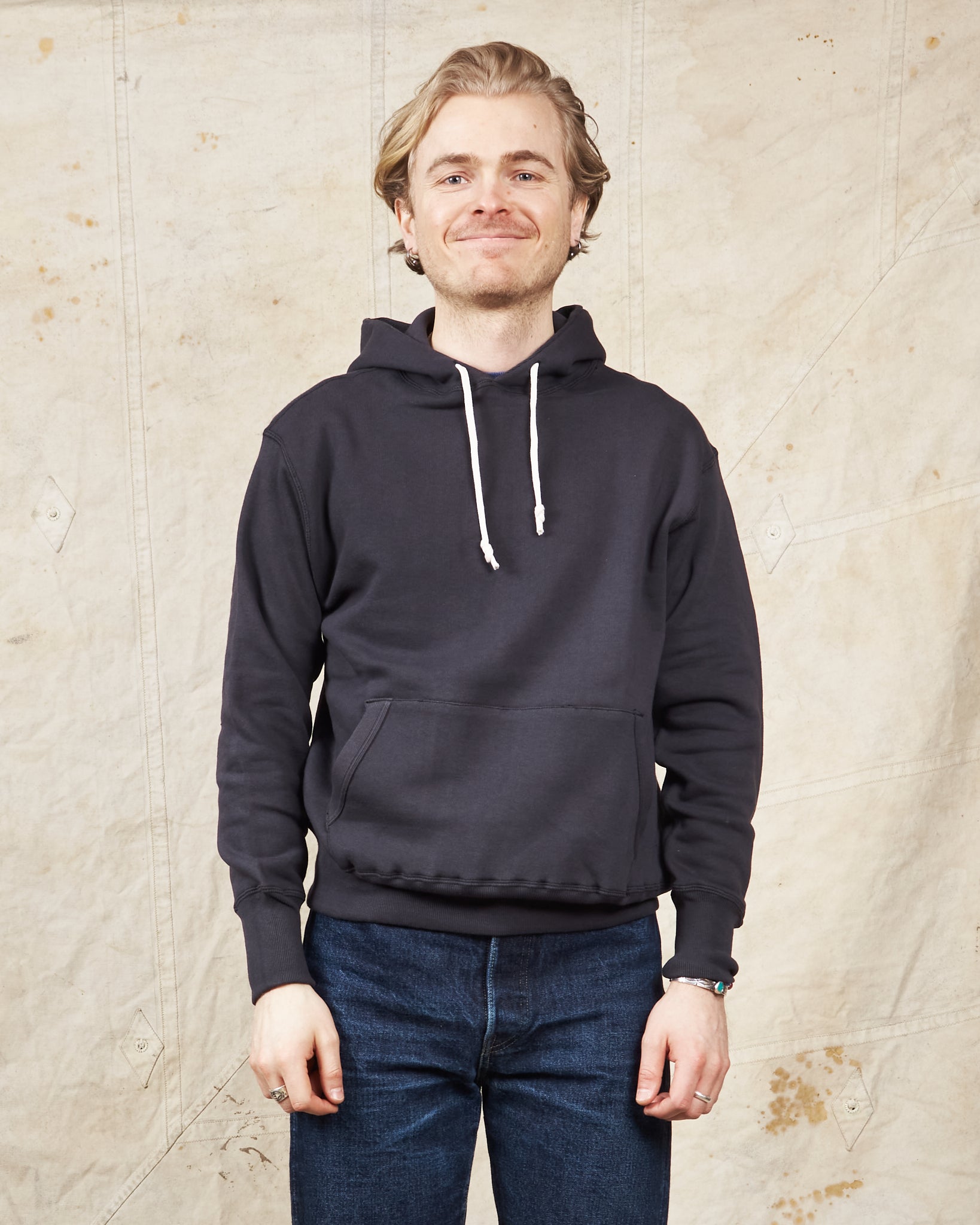 Warehouse & Co Lot. 450 Two Needle Hoodie Sumikuro (Black